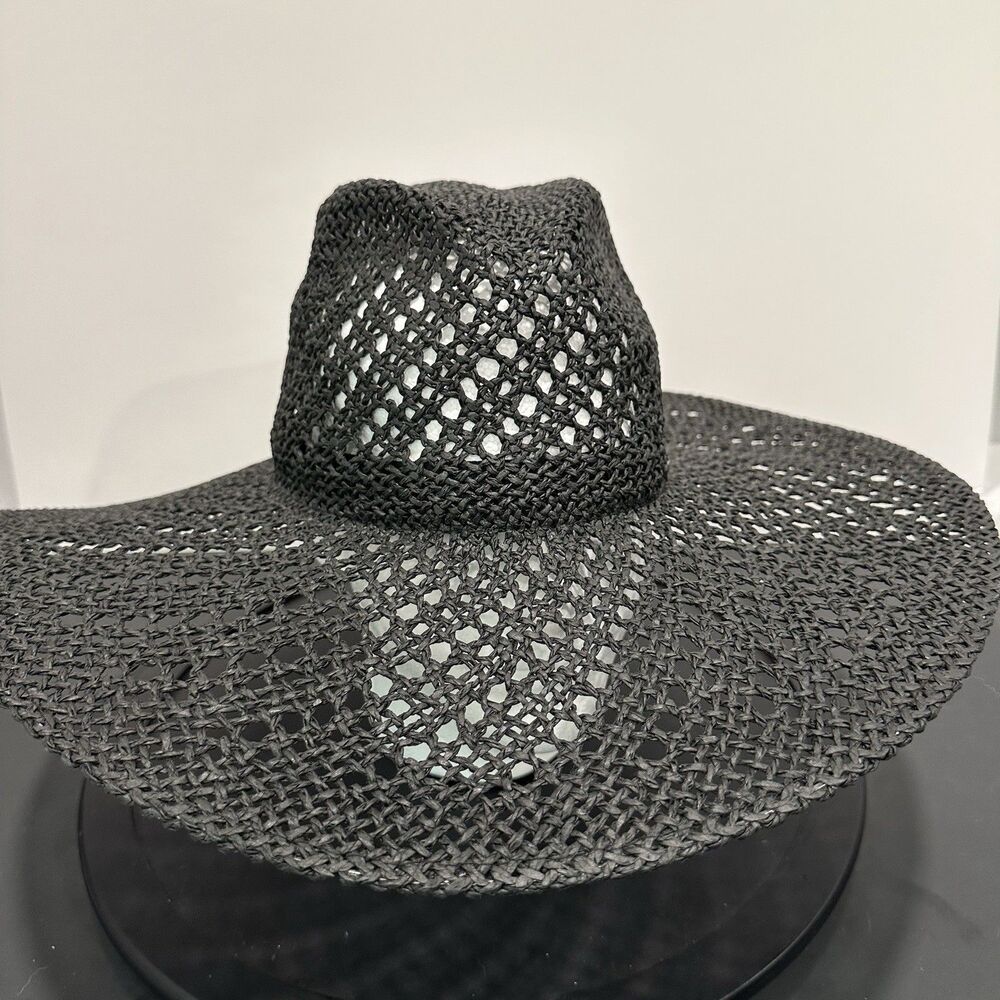 Black Woven Wide-Brim Sun Hat - Women